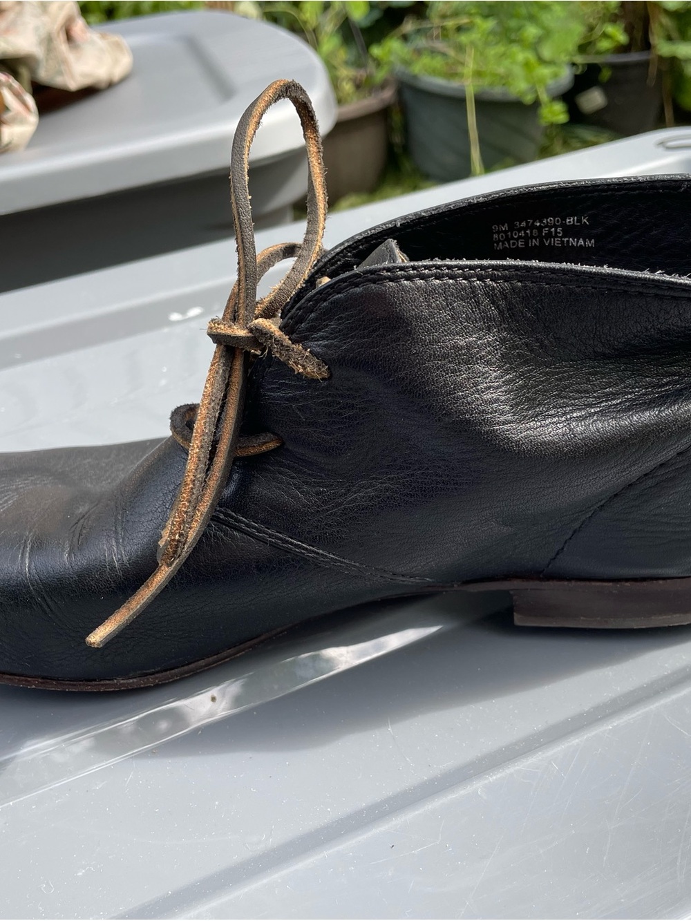 Frye Black Leather Women's Chukka Boots with Brown Laces